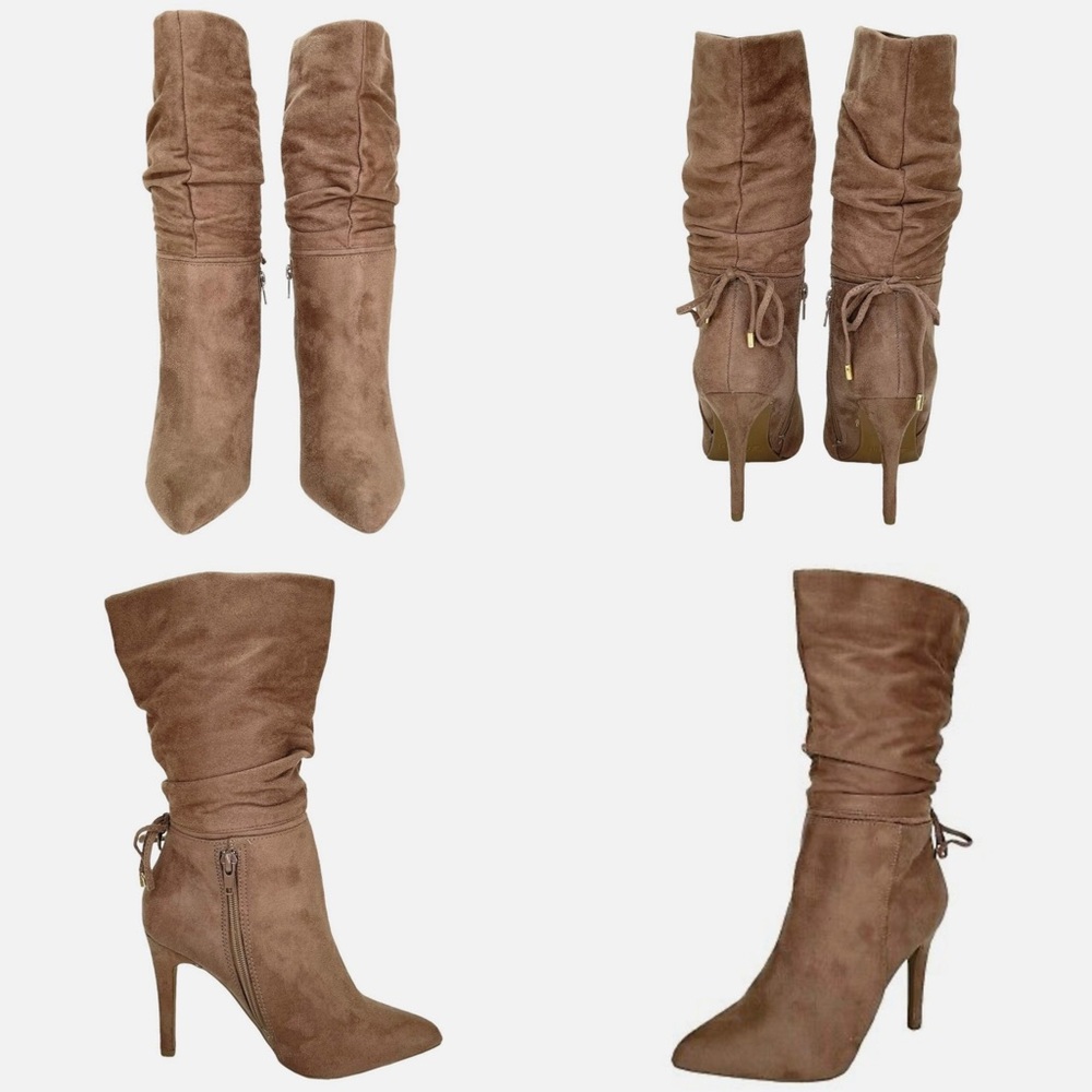 Zigi Soho Jeanie Taupe Microsuede Fabric Heeled Boots 8.5